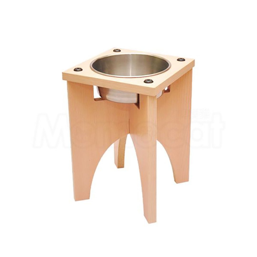 【MOMOCAT】X型狗餐桌 单口高30cm 附2号白铁碗 - 三款木色 - 碗/碗架 - 木头 