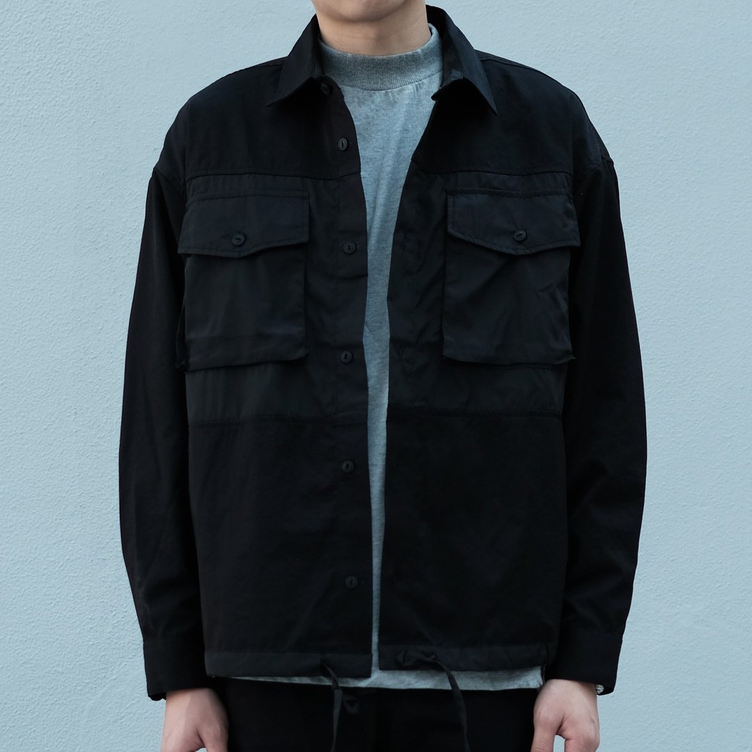 【换季特卖】拼贴衬衫外套 Patchwork Shirt Jacket/简约款式/纯/ - 男装外套 - 棉．麻 黑色