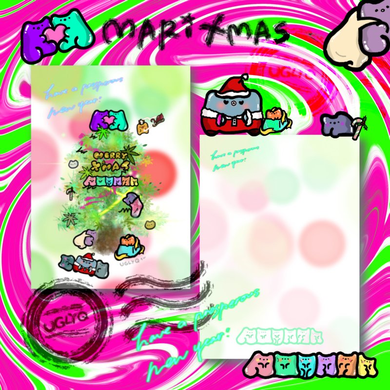 【MariXmas】手写圣诞卡片 耶诞明信片 双面 - 卡片/明信片 - 纸 