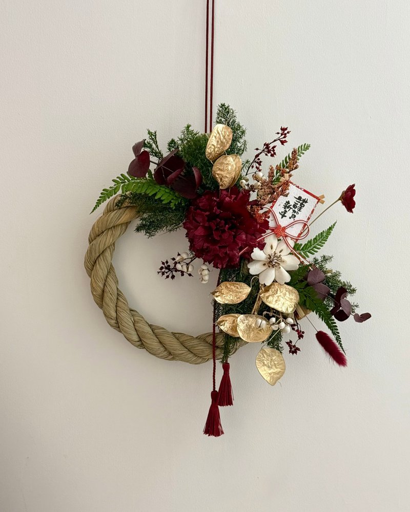 新年花礼 开运注连绳 【年花】 - 干燥花/捧花 - 植物．花 红色