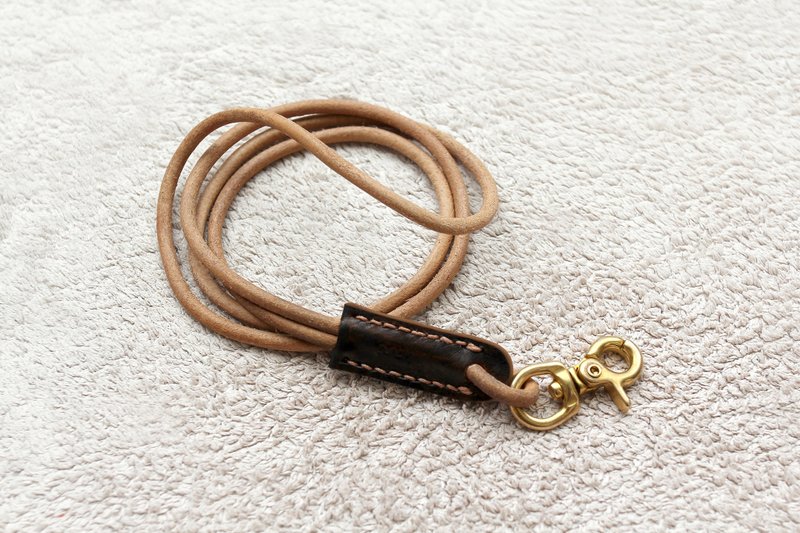 原色 皮革挂绳 皮标可自选色 - 项链 - 真皮 卡其色