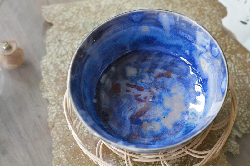 手拉坏绝美蓝色调陶碗/陶盘9 - 碗 - 陶 蓝色