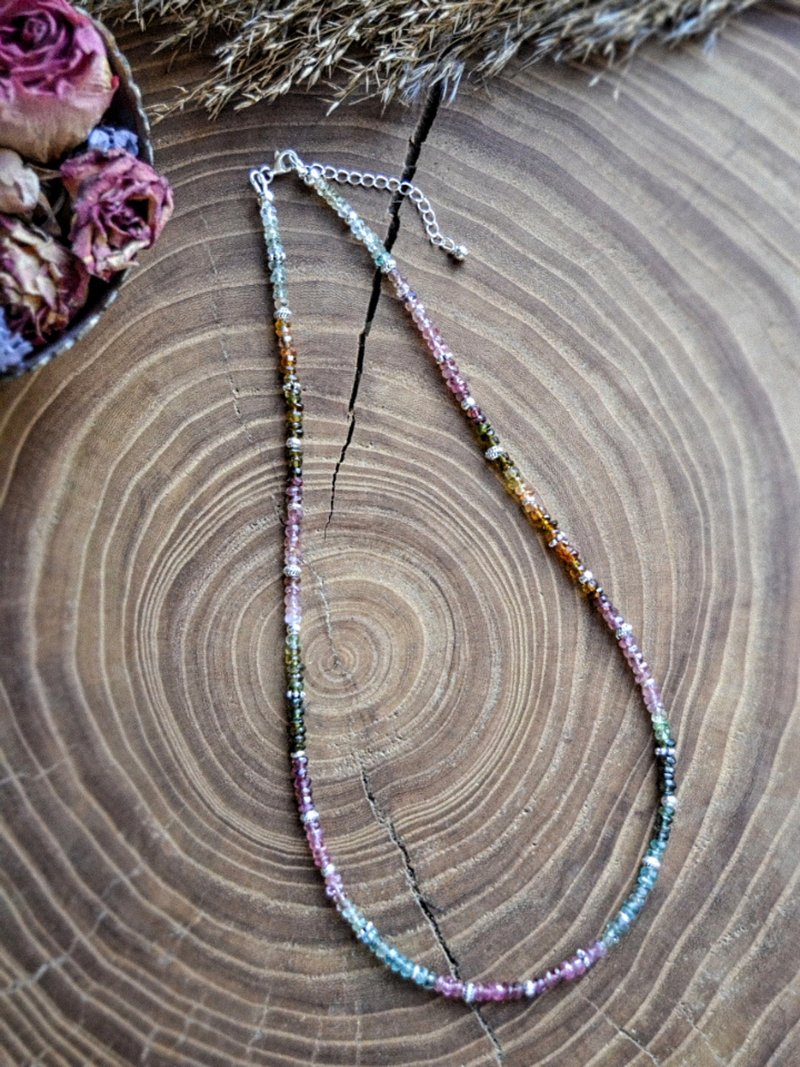 Tourmaline Necklace with 925 silver woman jewelry multicolor - 项链 - 宝石 多色