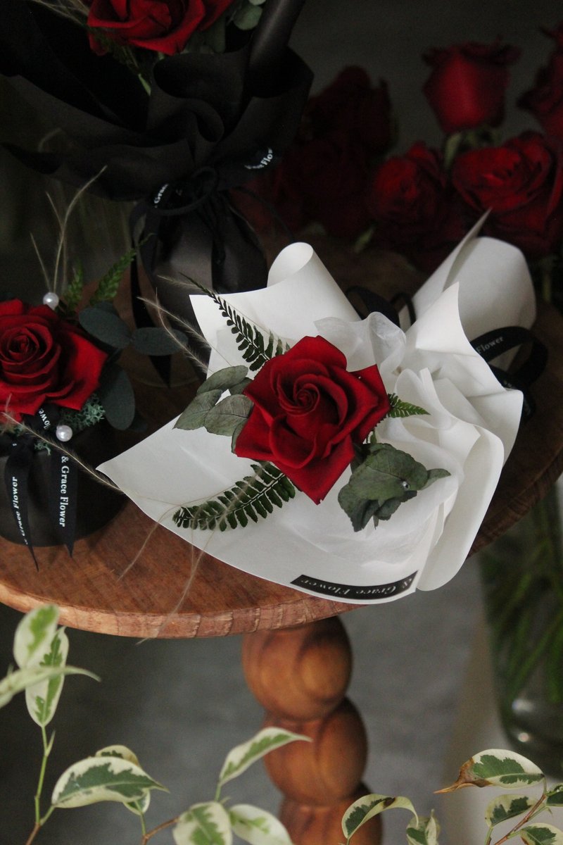 七夕首选【只属于你的红玫瑰花束】生日花礼/祝贺花束/永生花 - 干燥花/捧花 - 植物．花 红色