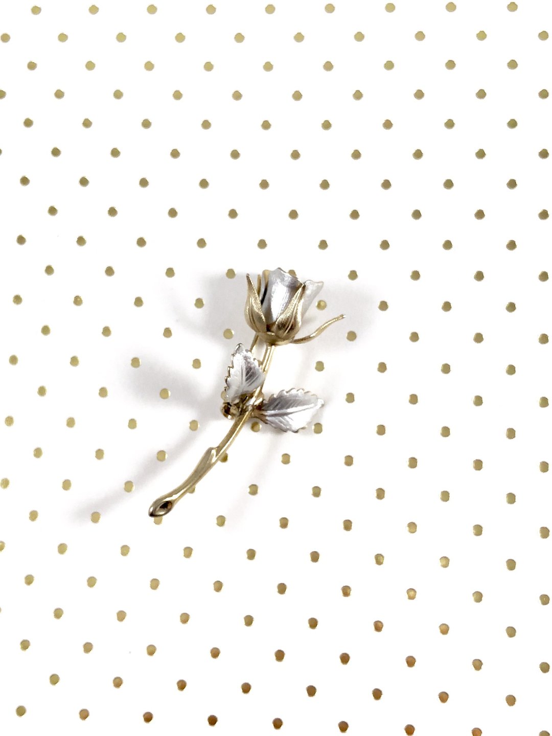 Vintage 70s Mix Metal Rose Brooch - 胸针 - 贵金属 金色