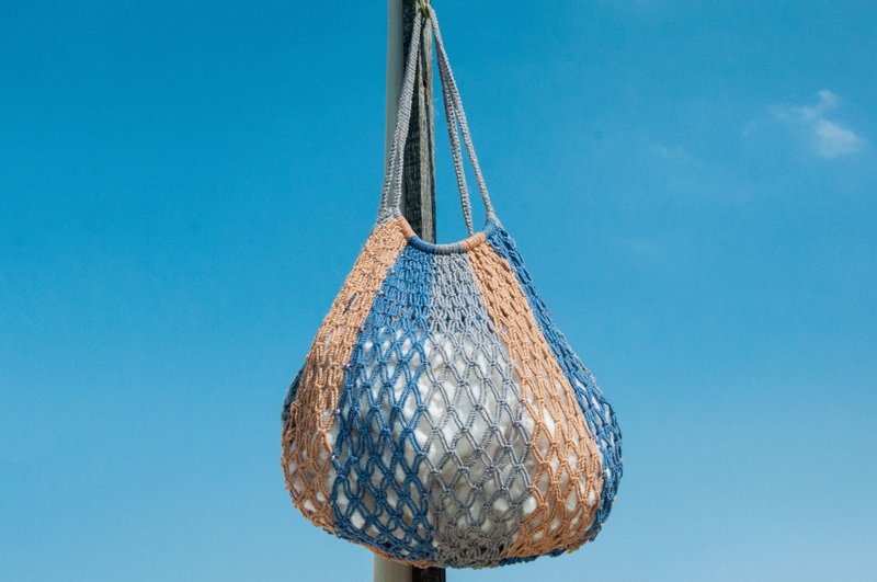编织棉麻托特包/Tote bag/Market bag//斜背包/侧背包/肩背包-海 - 侧背包/斜挎包 - 棉．麻 多色
