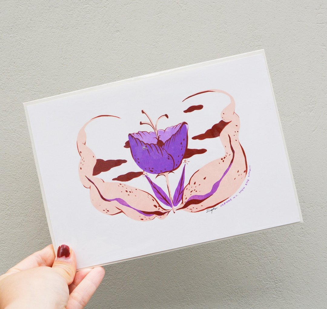 点点 花草 植物 疗愈 森林 插画作品 - 墙贴/壁贴 - 纸 紫色