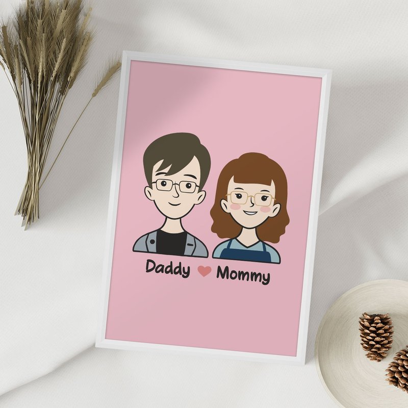 定制人像画 / 送白色细相框 (可爱风) - 订制画像 - 塑料 白色