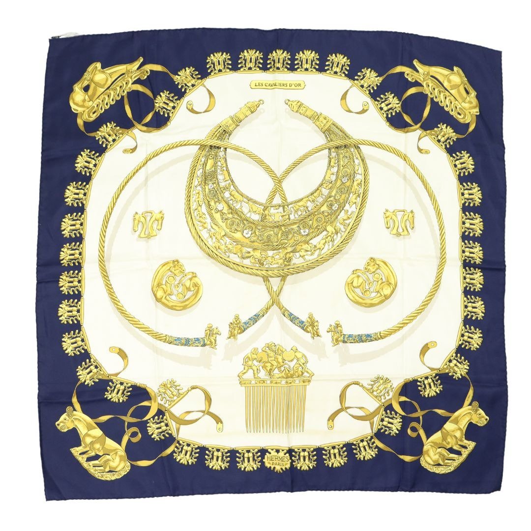 Hermes Carre 90 金骑士海军蓝围巾 - 01231 - 丝巾 - 丝．绢 多色
