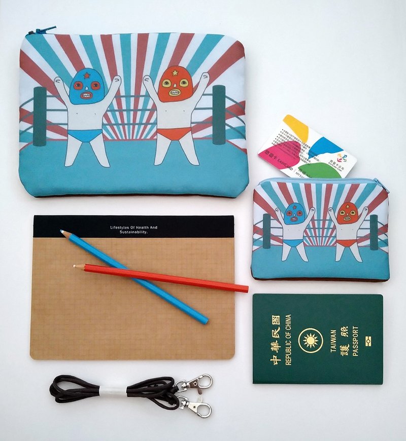 摔角手 拉链款 零钱包 悠游卡护照证件 钥匙 杂物包 - 其他 - 其他材质 红色