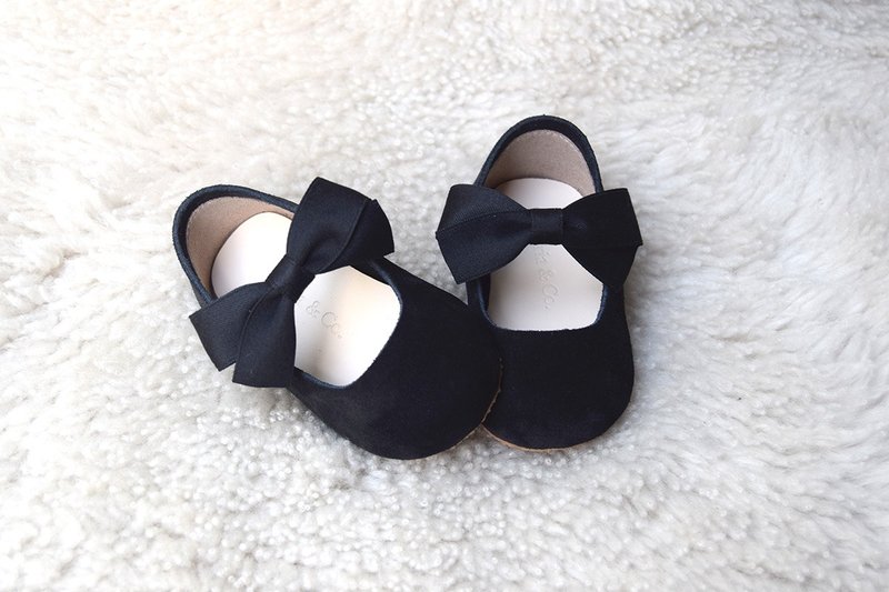 黑色学步鞋 弥月礼物 女宝宝周岁礼物 婴儿礼物  黑色女童鞋 - 童装鞋 - 真皮 黑色
