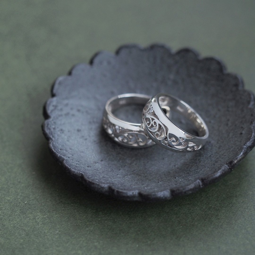 2 pieces) Arabesque watermark pair ring Silver 925 - 对戒 - 其他金属 银色