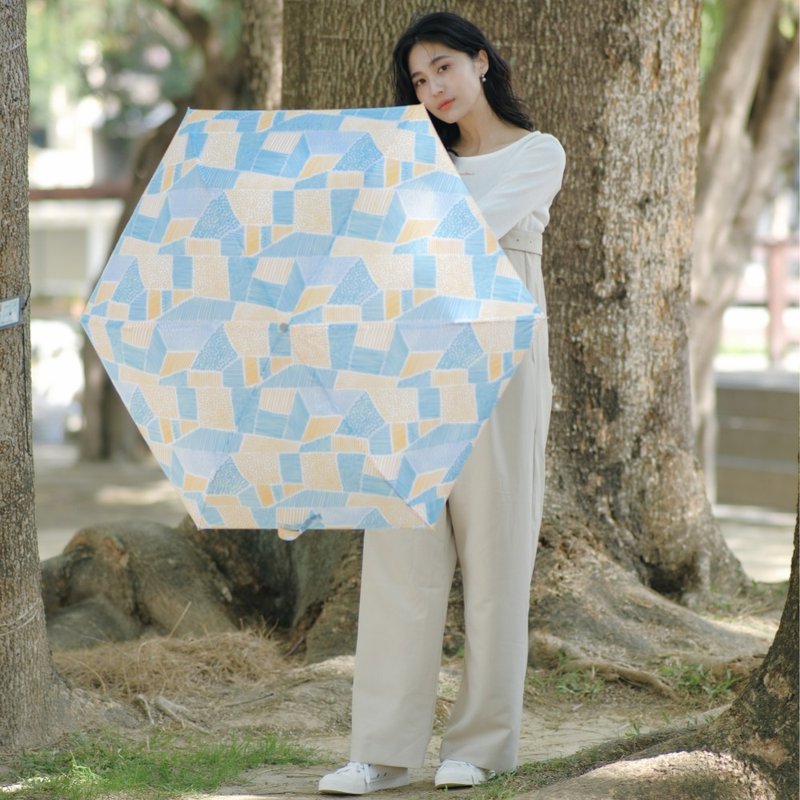 钛轻超轻量自动伞/印花乐 x OMBRA/点点田野/稻田黄蓝 - 雨伞/雨衣 - 防水材质 橘色