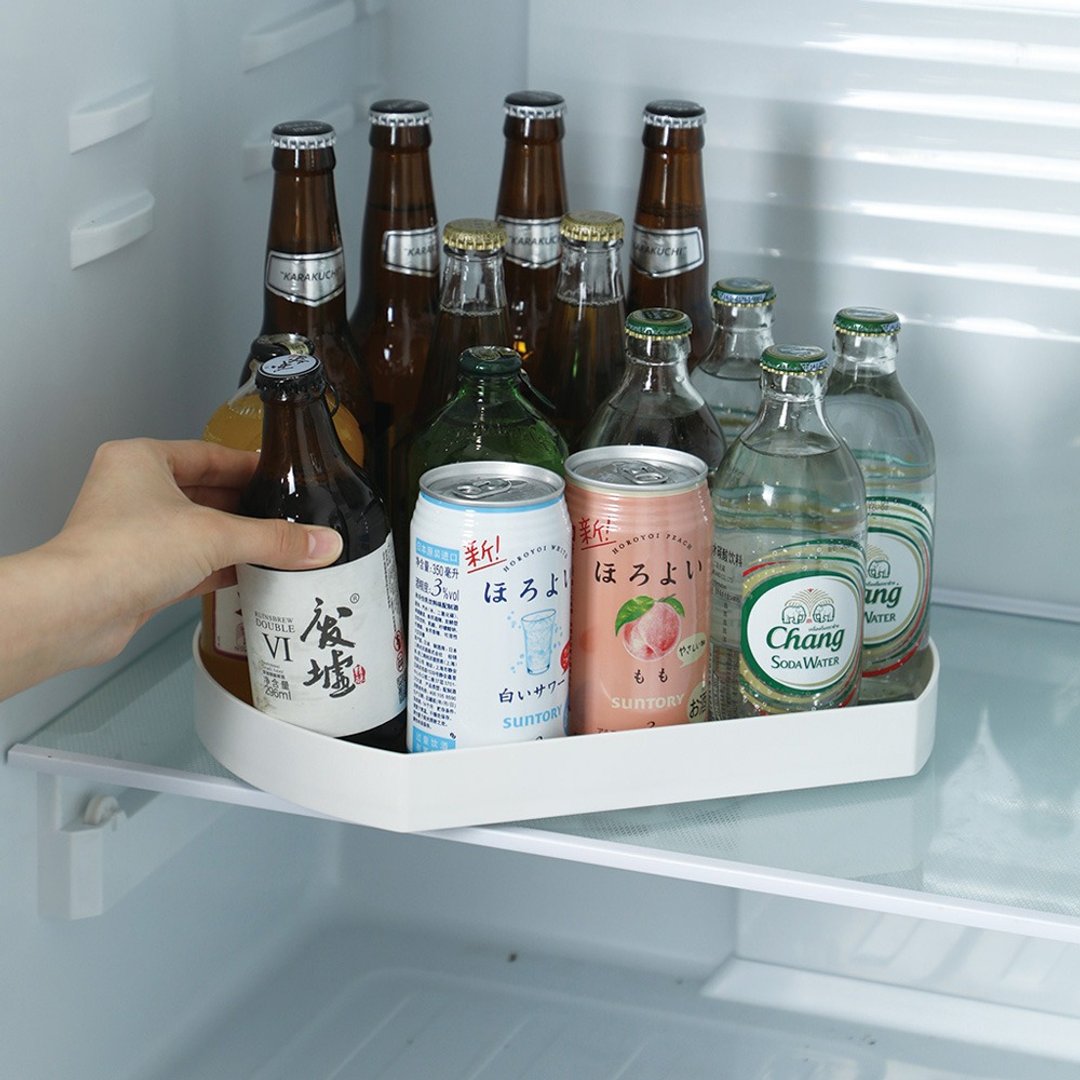日本霜山 360度旋转式多功能调味料/瓶罐收纳架-半圆款 - 收纳用品 - 塑料 白色
