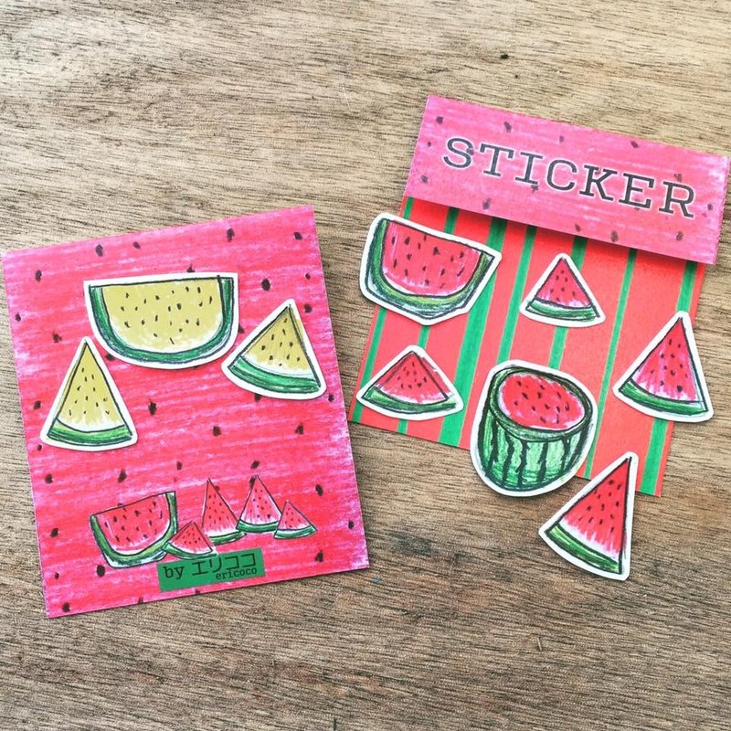 红色跟黄色的西瓜贴纸组 - 贴纸 - 纸 红色