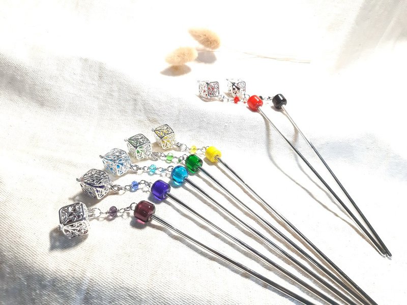 柚子林琉璃 - 生命之树图腾 - 甜甜方糖块 - 发簪 - 发饰 - 琉璃 多色