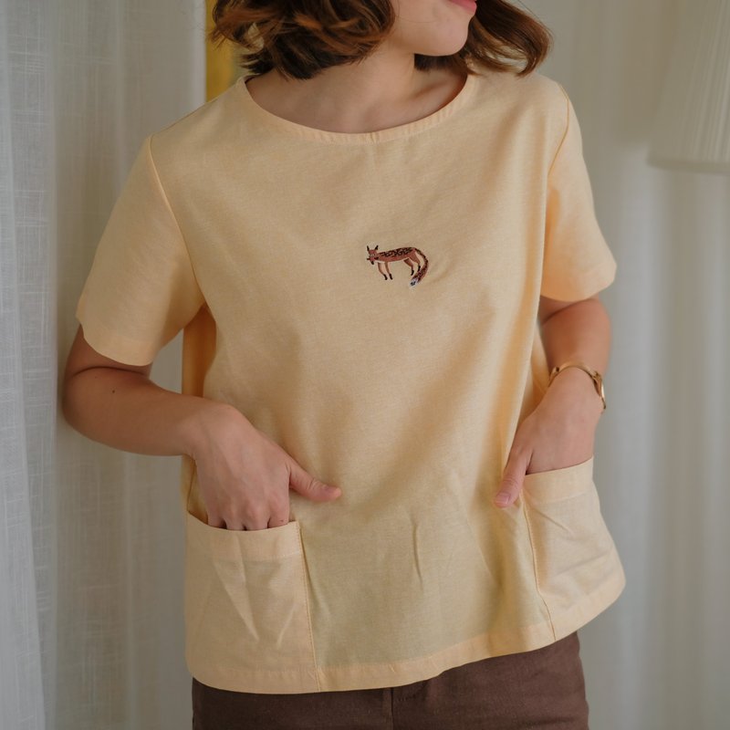 Molly Blouse 猫 : Sand Melon size  S,M - 女装上衣 - 棉 黄色
