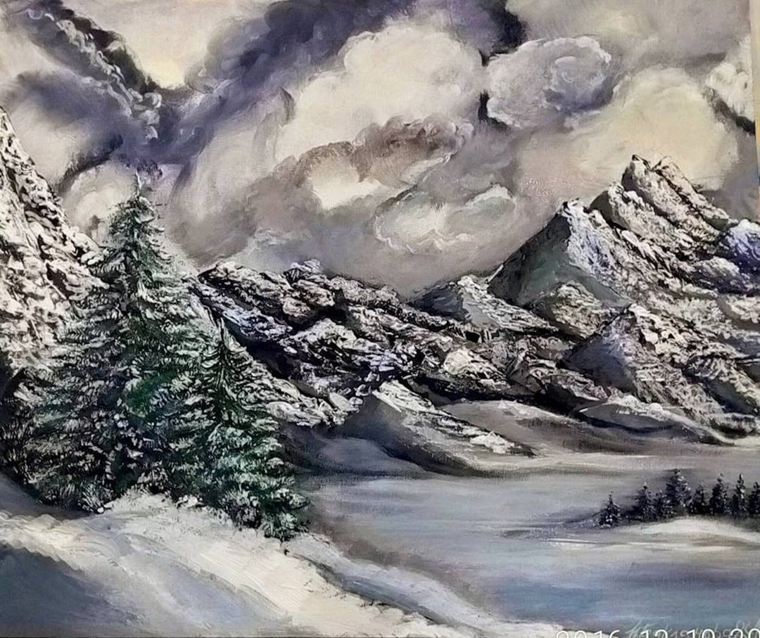 冬山风景画 单色艺术作品 黑白墙画 - 墙贴/壁贴 - 其他材质 灰色