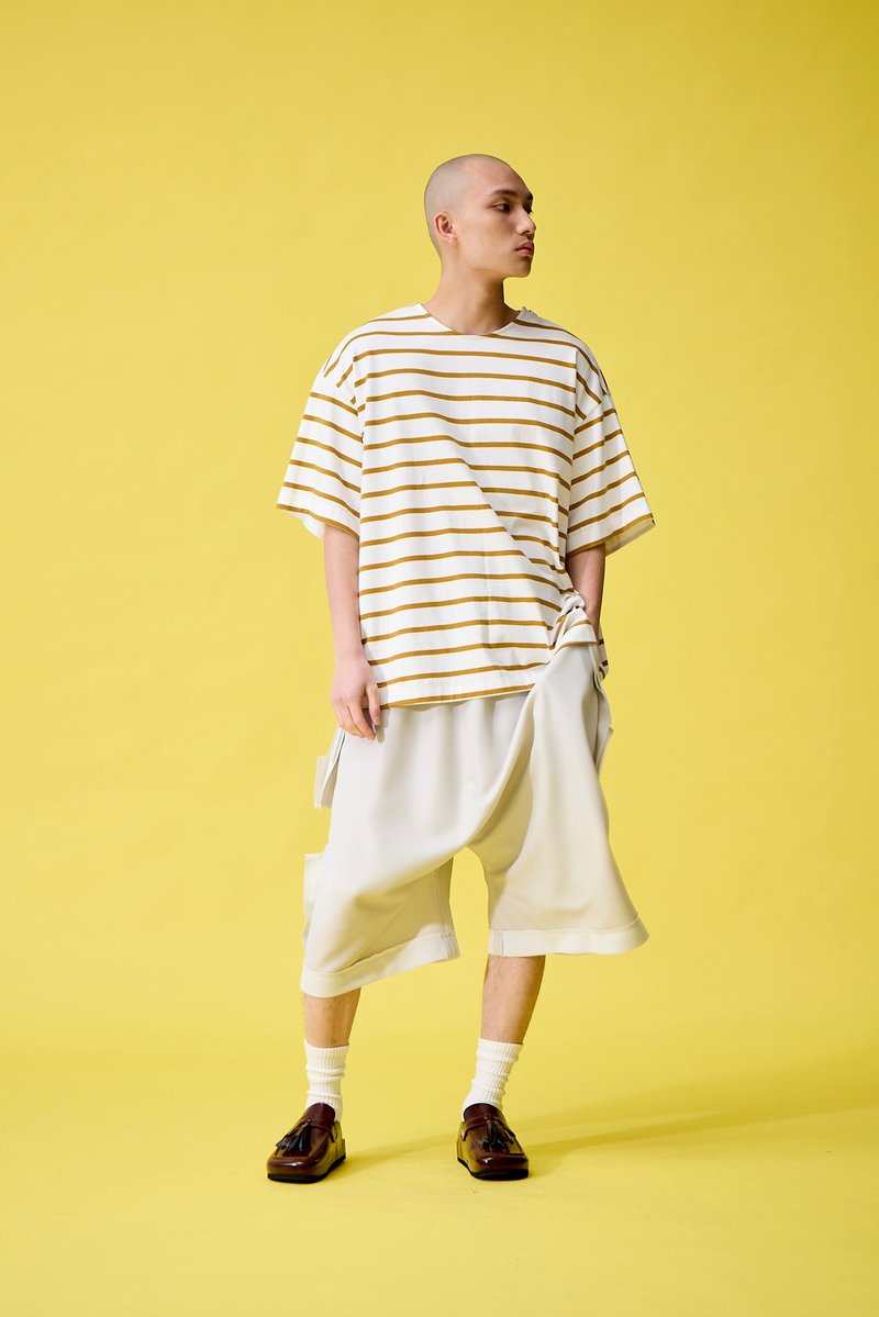 脇边飘飘七分裤 - 男士长裤 - 聚酯纤维 灰色