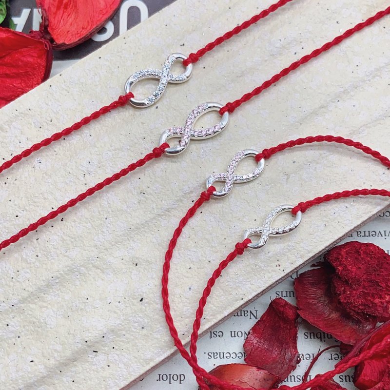 红线-无限钻-赚-幸运手链 手环 蜡线 纯银 - 手链/手环 - 纯银 红色