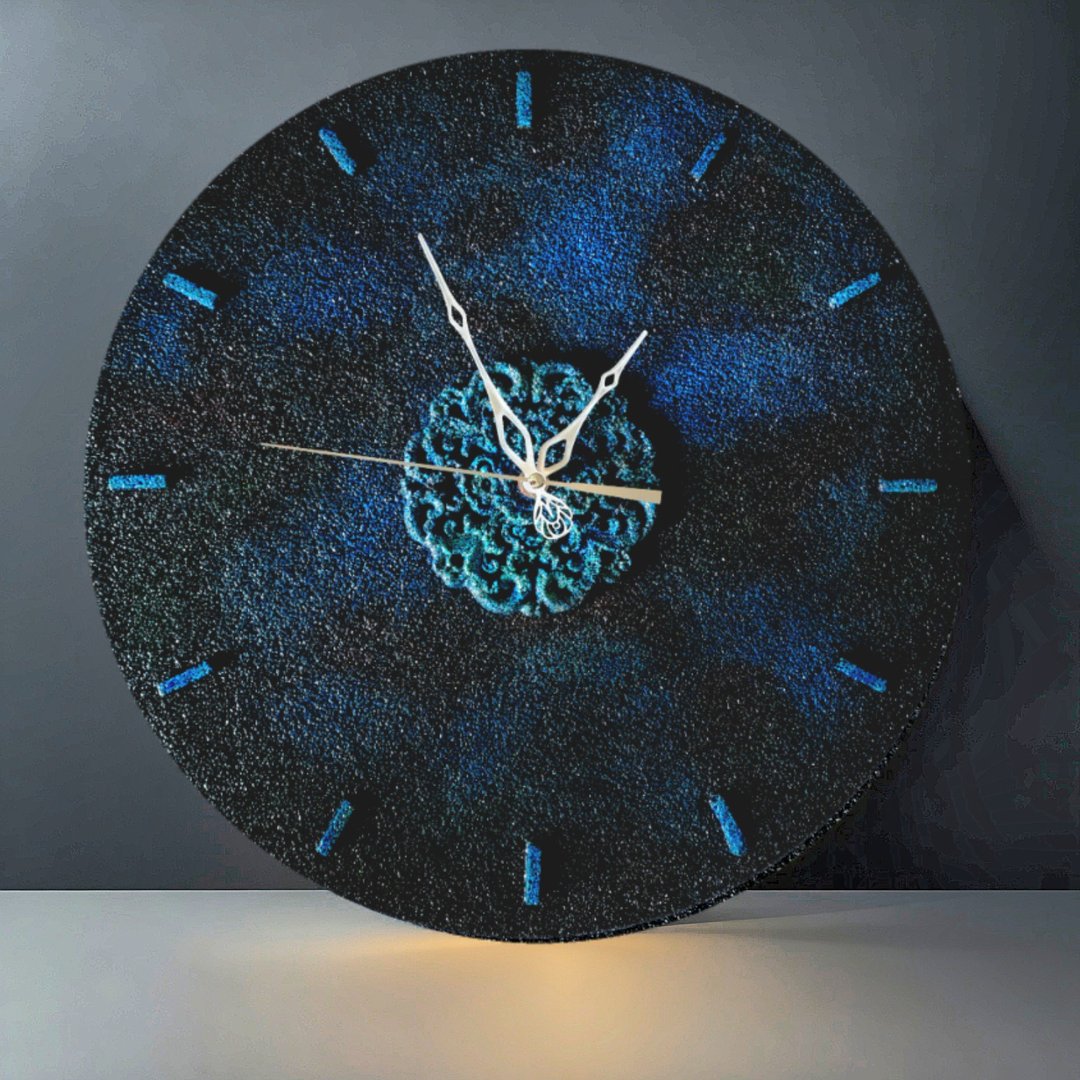 Dark blue stone wall clock Crystal modern wall clock Silent Clock Luxury clock - 时钟/闹钟 - 其他材质 黑色