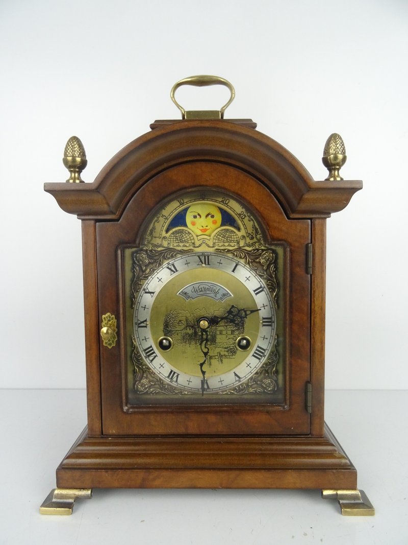 复古荷兰 Warmink 座钟 - 古董中期现代月相显示 - 时钟/闹钟 - 木头 咖啡色