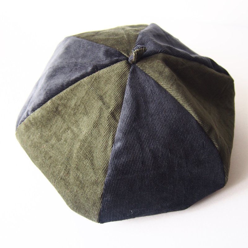 沉稳的拼色 手工双面六角帽子 画家帽 - 帽子 - 棉．麻 黑色