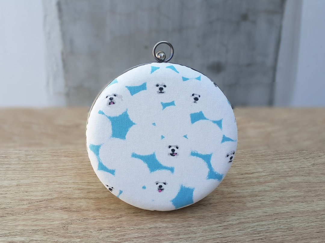 比熊犬 日本布 口金硬壳包 小圆包   棉花狗狗 - 侧背包/斜挎包 - 棉 