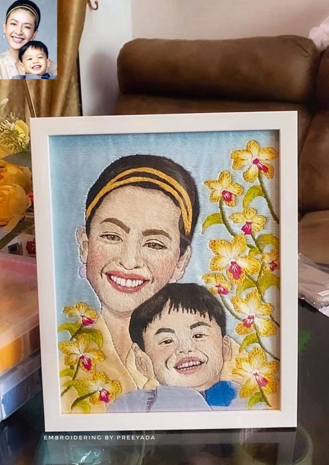 Hand embroidered picture, A4 size, clear frame, can be embroidered as per order - 其他家具 - 绣线 