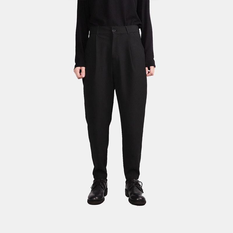 上宽下窄西装裤V2 - 男士长裤 - 棉．麻 黑色