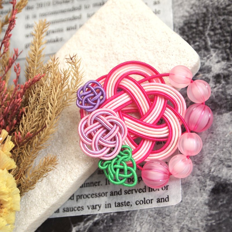 日式小马钩/mizuhiki/和声和/红蝴蝶和小花 - 发饰 - 纸 红色