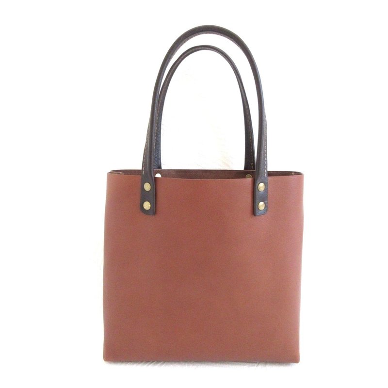 全新设计，牛皮，三角形衬料，老式方形托特包，光滑，棕，0562 - 手提包/手提袋 - 真皮 咖啡色
