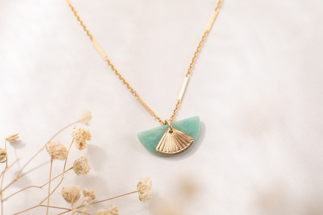 Zoaje BOLIVIA necklace 项链 14K注金 天然天河石 - 项链 - 其他金属 金色