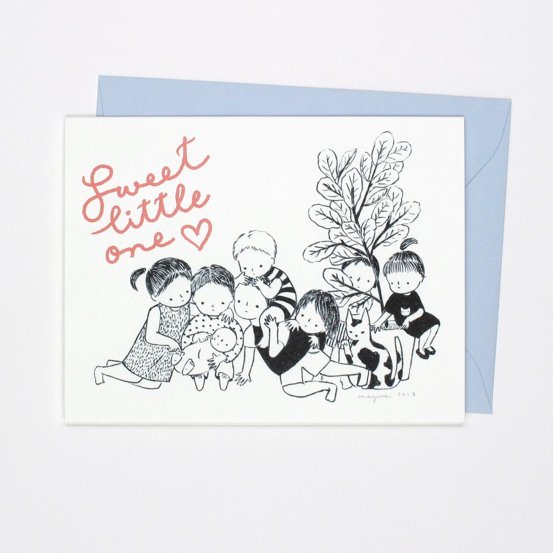 弥月祝福卡 Sweet Little One - 卡片/明信片 - 纸 白色