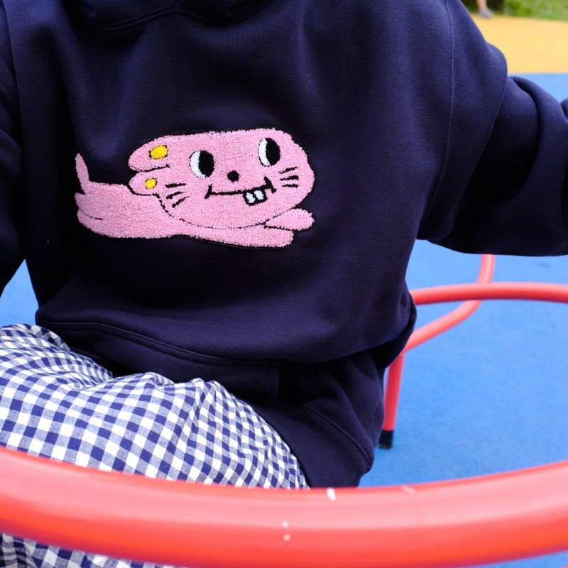 兔子毛毛绣帽tee /两色 - 中性连帽卫衣/T 恤 - 棉．麻 灰色