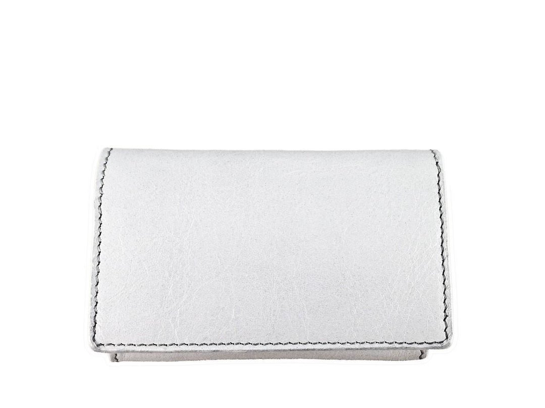 Snow white leather business card case - 名片夹/名片盒 - 真皮 白色