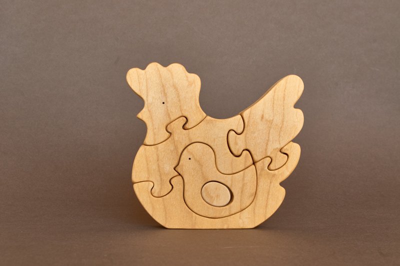 木制鸡动物拼图玩具公仔宝宝 - 玩具/玩偶 - 木头 透明