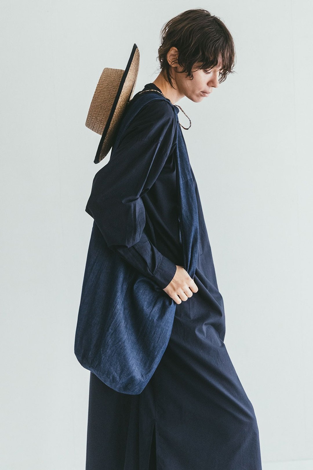 日本 Fog Linen Work - 丹宁棉超大容量肩背/侧背包 - 侧背包/斜挎包 - 棉．麻 蓝色
