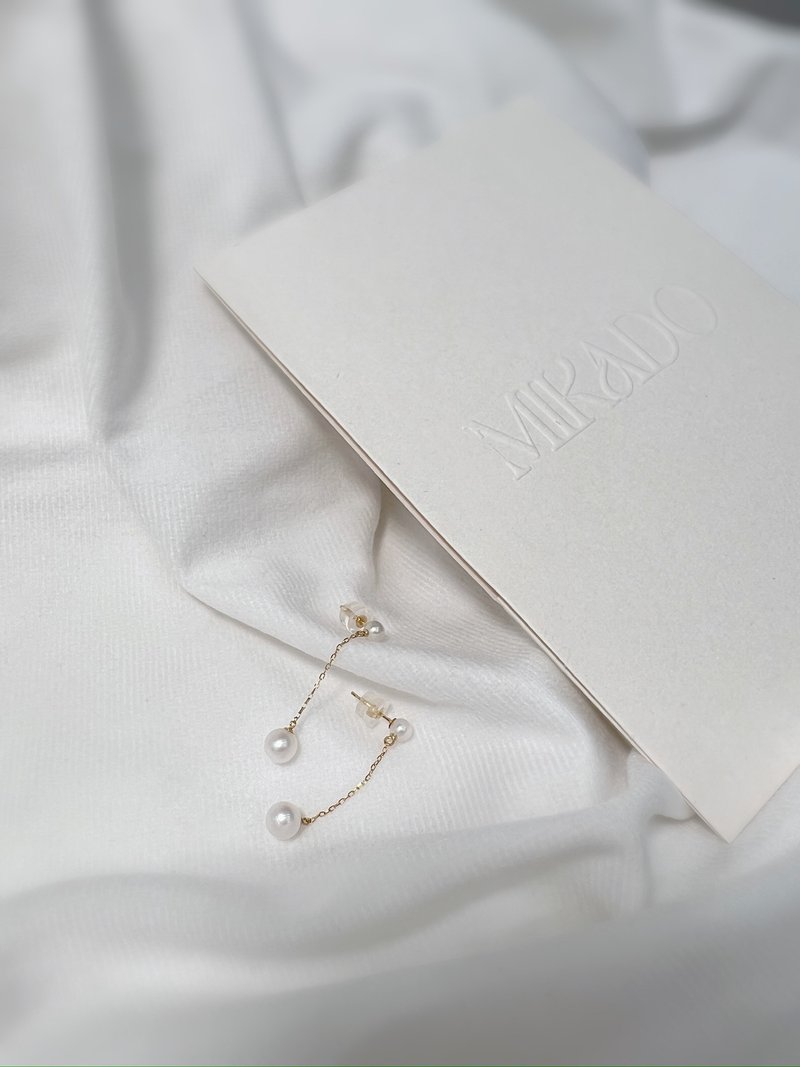 心连心耳环- 18K纯金日本Akoya珍珠耳环 - 耳环/耳夹 - 贵金属 金色