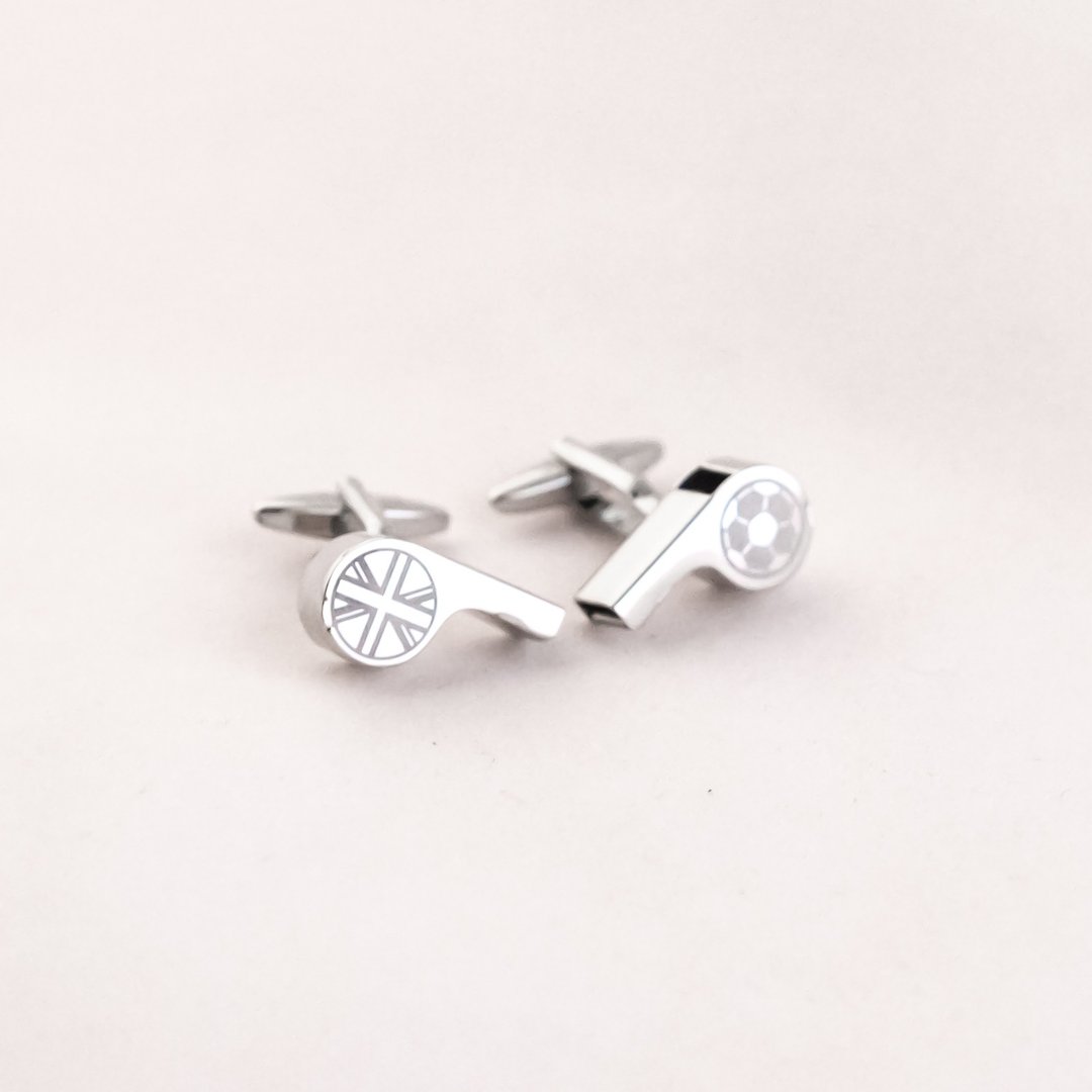 足球 银哨子 袖扣 Football Whistle Cufflink - 袖扣 - 其他金属 