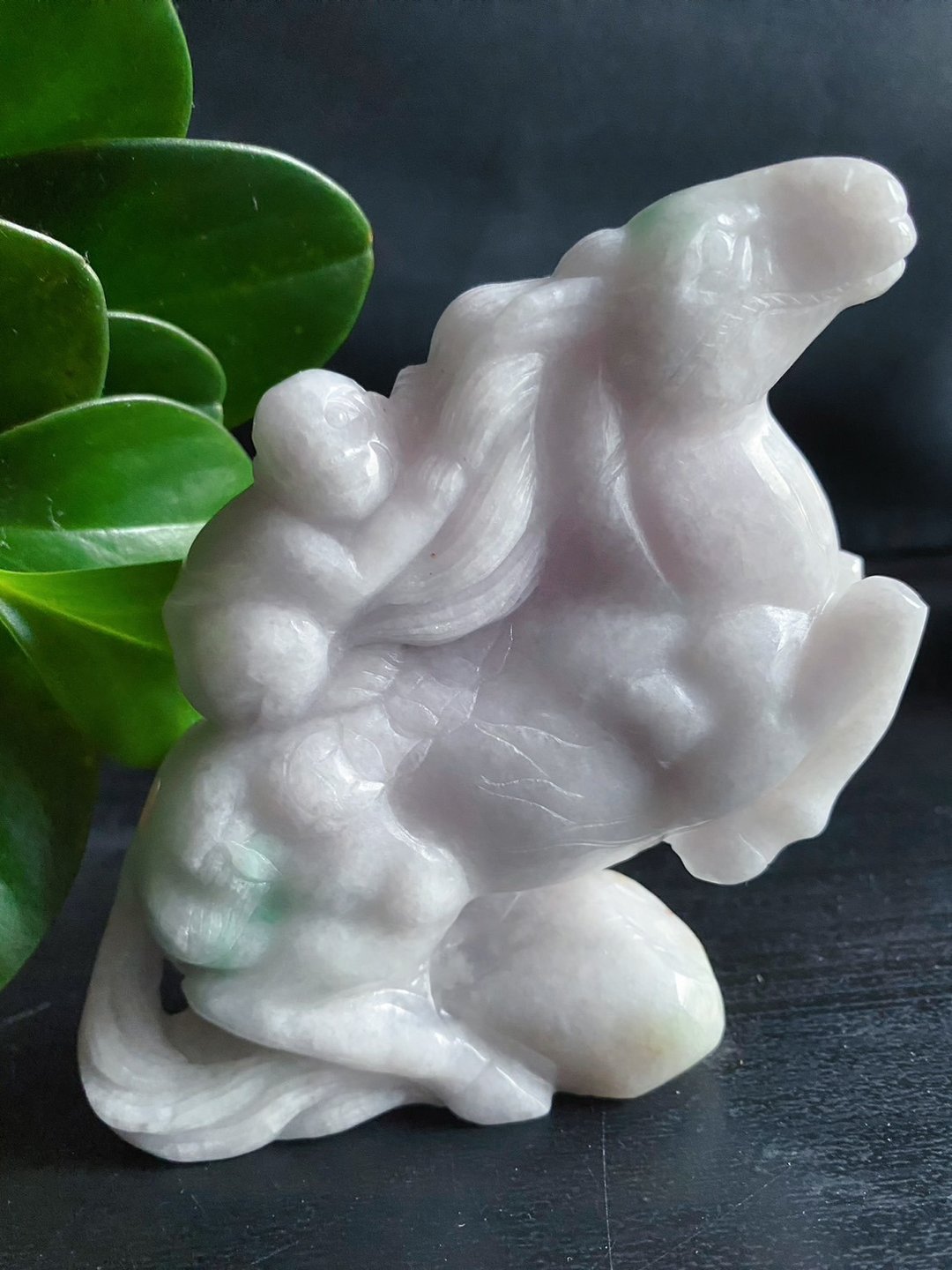 孤品 天然缅甸玉翡翠 马上封侯 猴 马 摆件 礼物 官运亨通 - 摆饰 - 玉石 白色