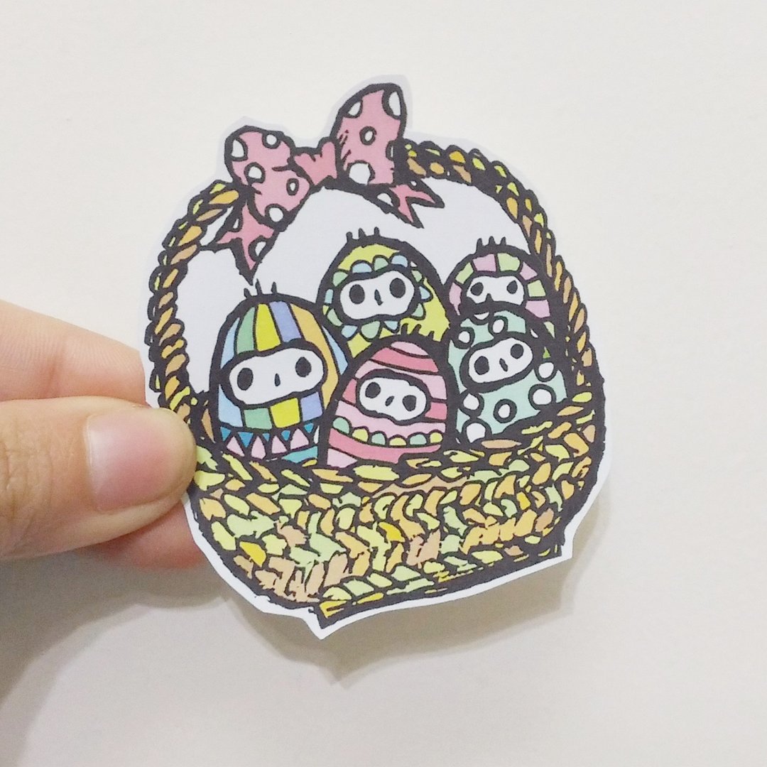 复活节 彩蛋籽 提篮 插画贴纸 3件组 - 贴纸 - 纸 多色