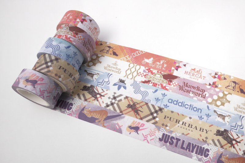 猫 纸胶带 和纸胶带 猫奴牌 一套五款优惠 - 纸胶带 - 纸 