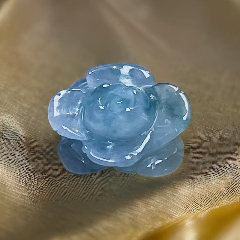 冰种翡翠玫瑰花 | 戒面 | 裸石 | 天然缅甸玉A货翡翠 | 送礼 - 金工/饰品 - 玉石 透明