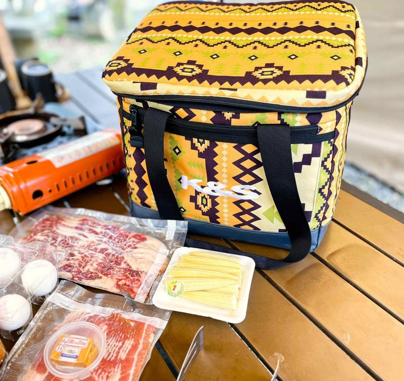 露营 野餐 保冷袋-几何民俗 25L/40L-大容量可折叠完全密封不外漏 - 露营用品 - 环保材料 