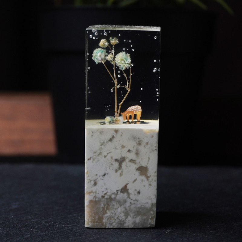 定制化手工印章-|梅花鹿树脂老巴林印章 2.2x2.2 CM|篆刻印章 - 印章/印台 - 石头 