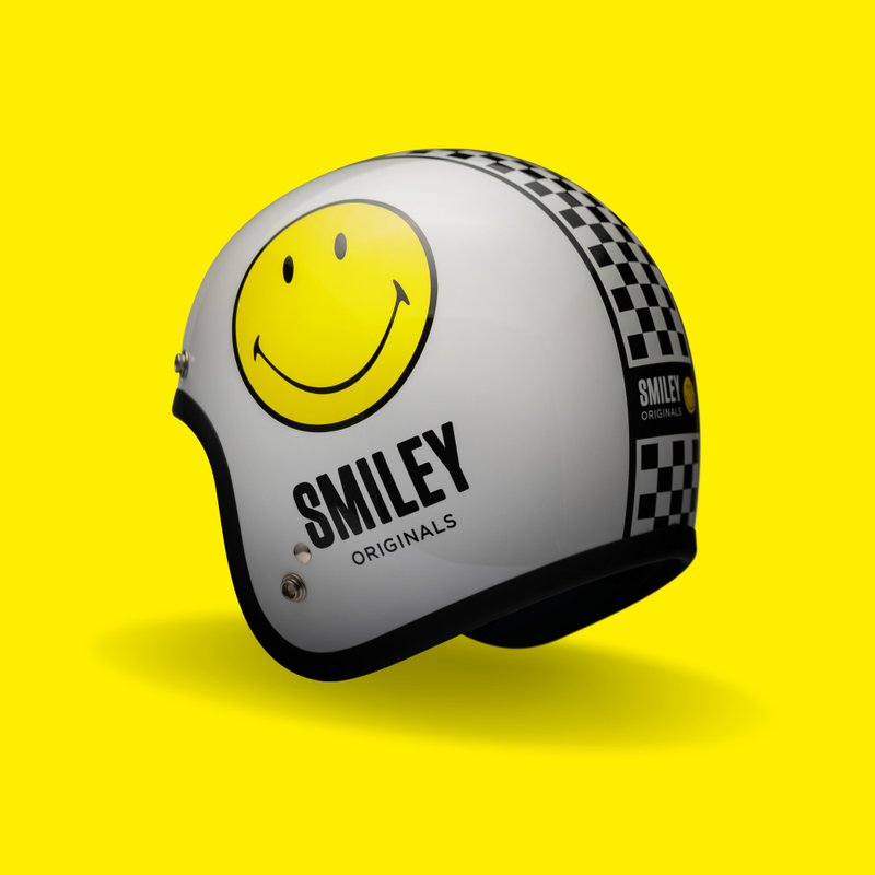 Gallop x SMILEY HELMET 黄色笑脸 联名款 3/4 半罩安全帽 白色 - 安全帽 - 其他材质 