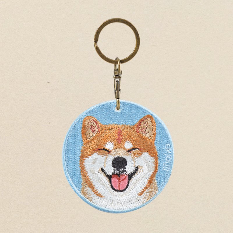 EMJOUR 双面刺绣吊饰 - 柴犬 | 仿真刺绣 - 吊饰 - 绣线 蓝色