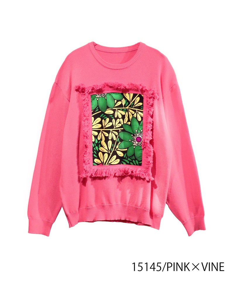 AFRICA FRINGE FRAME KNIT PULLOVER - 女装针织衫/毛衣 - 棉．麻 粉红色