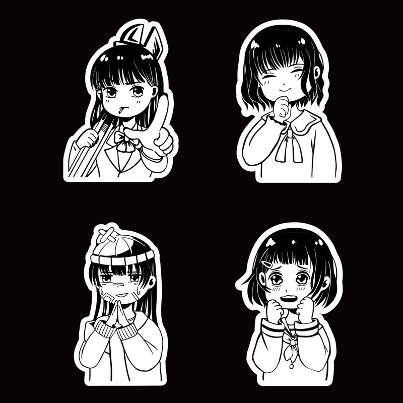 可爱 口爱三宝女孩 3M反光贴纸 防水耐晒 黏性强 车贴 机车贴纸 - 贴纸 - 防水材质 